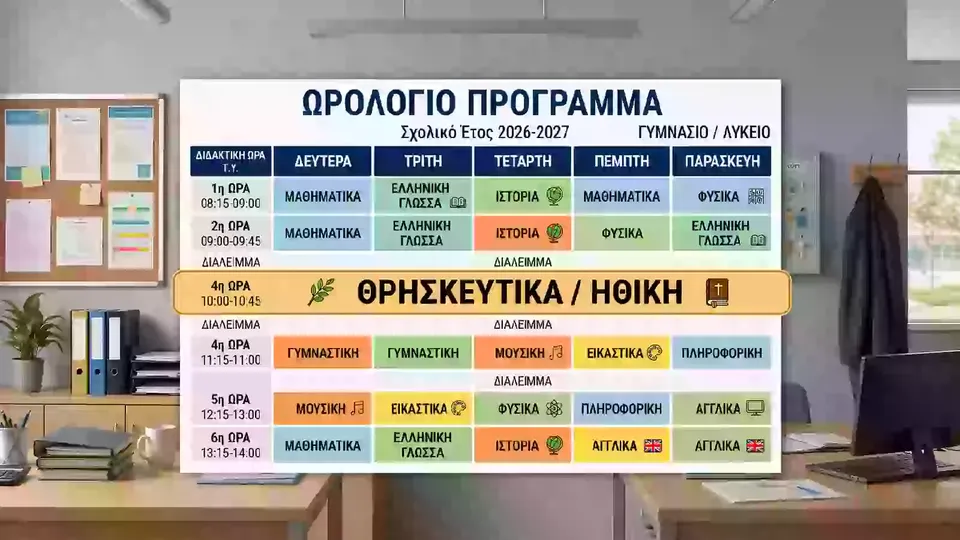 Νέα Ωρολόγια Προγράμματα 2026–2027: Η Ηθική μπαίνει επίσημα στο σχολείο