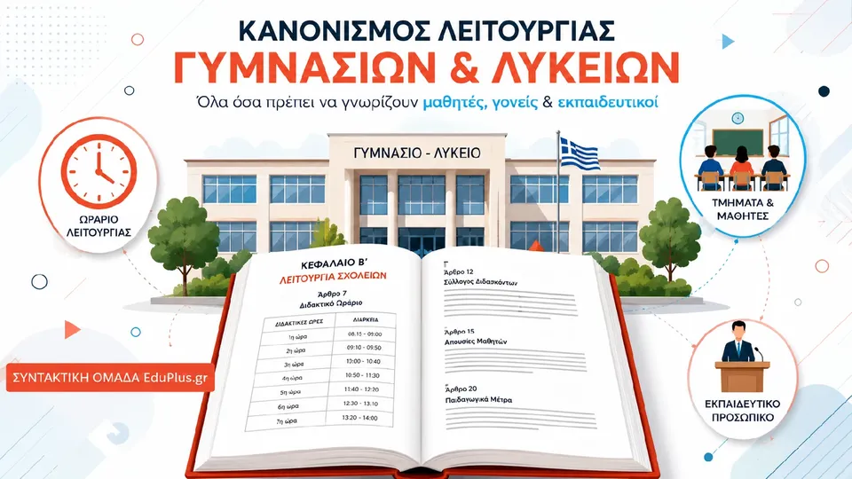Νομοθετικό Πλαίσιο Δευτεροβάθμιας Εκπαίδευσης: Τμήματα, Αναθέσεις, Ωράριο Λειτουργίας 