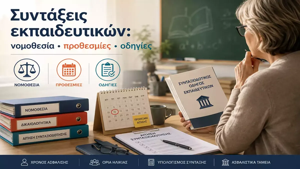 Συντάξεις εκπαιδευτικών: νομοθεσία, προθεσμίες, οδηγίες